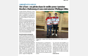 Article Sud-Ouest - Notre champion, notre club mis à l'honneur